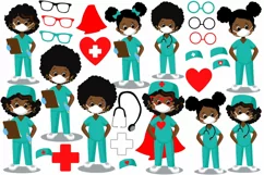 African american kids Nurse, doctor, pandemic clipart Product Image 5