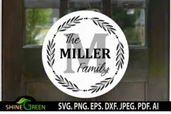 Monogram SVG Wreath Family Round Sign for Farmhouse, Home Product Image 1