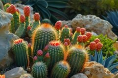 Vibrant cactus garden at golden hour Product Image 1