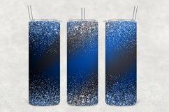 Blue and Black Sparkle Glitter Tumbler Wrap Sublimation Product Image 1