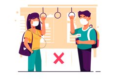 Social Distancing On Public Transport-Vector Illustration Product Image 1