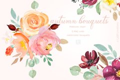 Autumn watercolour bouquets. Fall watercolor clipart. HAND P Product Image 2