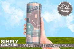 Retro Good Vibes Emoji 20 oz Sublimation Tumbler Wrap Png Product Image 4