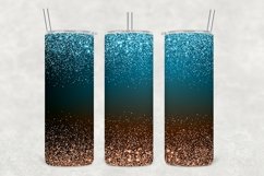 Blue and Brown Sparkle Glitter Tumbler Wrap Sublimation Product Image 1