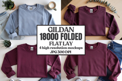 Gildan 18000 Sand Folded Flat Lay Mockups Product Image 1
