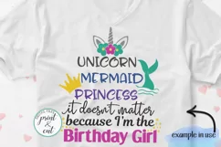 Unicorn Mermaid Princess Birthday Girl words svg cut file Product Image 4