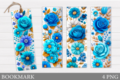 Roses Bookmark Design. Flowers Bookmark Sublimation Product Image 1