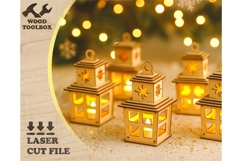 Christmas Lantern Laser Cut File SVG Wooden Candle Holder Product Image 1