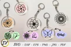 SVG brush stroke and SVG flowers for Keychain design. Product Image 2