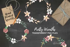 Floral 6 Wreath Watercolor Floral Garlands Flower Pink Keys Product Image 3