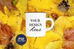 Autumn Fall Camping mug mockup, Full wrap camping mug mockup Product Image 1