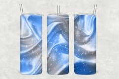Blue Grey Satin Glitter Tumbler Wrap Sublimation Product Image 1
