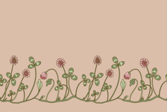 Botanical clover floral seamless border isolated on beige bg Product Image 1