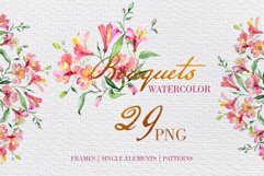 Beautiful alstroemeria Bouquets Watercolor png Product Image 1