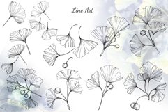 Green Ginkgo leaves Watercolor and Vector clipart png Product Image 5