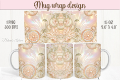 Abstract flower citrus mug wrap 15oz sublimation designs png Product Image 1