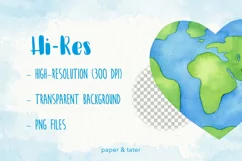 Watercolor Earth Day Clipart, Environment PNG Graphics Product Image 5