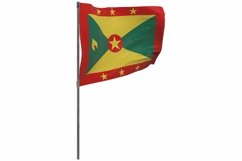 Grenada flag on pole. Waving banner isolated. National flag Product Image 1