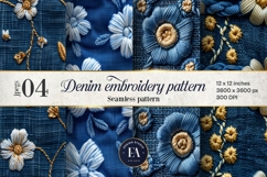 Embroidered Denim Digital Paper| Denim Pattern Product Image 1