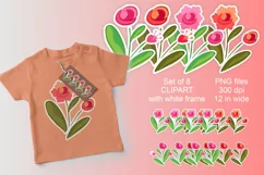 Sketches Flowers Clipart for Stickers PNG files Set of 8 Product Image 6