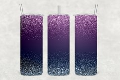 Blue and Purple Sparkle Glitter Tumbler Wrap Sublimation Product Image 1