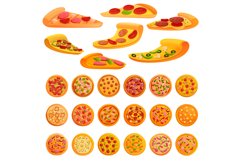 Pizza icons set, cartoon style Product Image 1