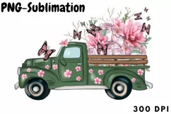 Spring Truck With Flowers Png Sublimation Product Image 1