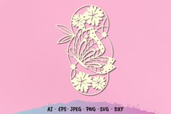 Geometrical Butterfly and Flowers Papercut Product Image 1