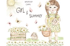 Watercolor Little Girl and Summer Set Product Image 1