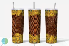 Skinny Tumbler Sublimation Design - Sunflower Leopard Print Product Image 7