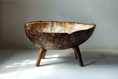 Handcrafted wooden bowl on bright background Product Image 1