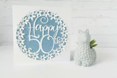 Happy 50th Birthday Card SVG With Pop up Flowers Product Image 2