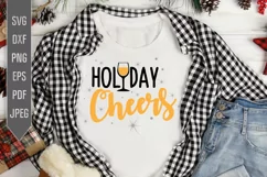 Holiday Cheers Svg. Christmas Svg. Christmas Wine Glass Svg Product Image 1