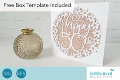 Happy 50th Birthday Card SVG With Pop up Flowers Product Image 1