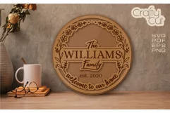 Family Last Name sign SVG files to cut and engrave Product Image 1
