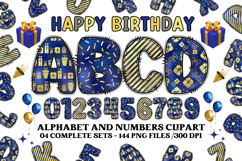 Happy Birthday Alphabet, birthday letters doodle clipart Product Image 1