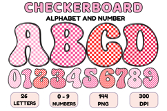 Checkerboard Alphabet Letters &amp; Numbers Clipart PNG 300DPI Product Image 1
