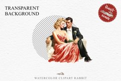 50s Christmas Couple Lady Clipart Retro Men Women Pin Up Art Image Watercolor Transparent Print illustration sublimation creepy printable digital watercolor Pink Pin Up christmas couple, Retro Women clipart, xmas Lady, house wife Girl art 