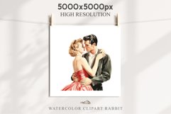 50s Christmas Couple Lady Clipart Retro Men Women Pin Up Art Image Watercolor Transparent Print illustration sublimation creepy printable digital watercolor Pink Pin Up christmas couple, Retro Women clipart, xmas Lady, house wife Girl art 