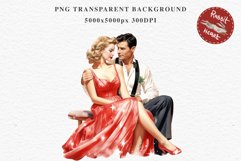 50s Christmas Couple Lady Clipart Retro Men Women Pin Up Art Image Watercolor Transparent Print illustration sublimation creepy printable digital watercolor Pink Pin Up christmas couple, Retro Women clipart, xmas Lady, house wife Girl art 