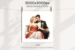 50s Christmas Couple Lady Clipart Retro Men Women Pin Up Art Image Watercolor Transparent Print illustration sublimation creepy printable digital watercolor Pink Pin Up christmas couple, Retro Women clipart, xmas Lady, house wife Girl art 