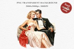 50s Christmas Couple Lady Clipart Retro Men Women Pin Up Art Image Watercolor Transparent Print illustration sublimation creepy printable digital watercolor Pink Pin Up christmas couple, Retro Women clipart, xmas Lady, house wife Girl art 