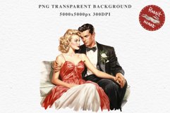 50s Christmas Couple Lady Clipart Retro Men Women Pin Up Art Image Watercolor Transparent Print illustration sublimation creepy printable digital watercolor Pink Pin Up christmas couple, Retro Women clipart, xmas Lady, house wife Girl art 