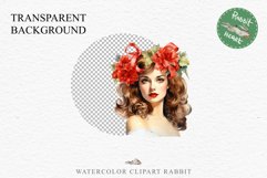 50s Christmas Floral Lady Clipart Retro Women PNG Pin Up Girl Art Image Watercolor Transparent Print illustration sublimation creepy printable digital watercolor floral christmas Lady, Retro Women clipart, xmas character house wife Girl art 