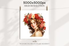 50s Christmas Floral Lady Clipart Retro Women PNG Pin Up Girl Art Image Watercolor Transparent Print illustration sublimation creepy printable digital watercolor floral christmas Lady, Retro Women clipart, xmas character house wife Girl art 