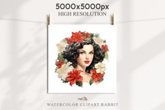 50s Christmas Floral Lady Clipart Retro Women PNG Pin Up Girl Art Image Watercolor Transparent Print illustration sublimation creepy printable digital watercolor floral christmas Lady, Retro Women clipart, xmas character house wife Girl art 