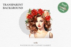 50s Christmas Floral Lady Clipart Retro Women PNG Pin Up Girl Art Image Watercolor Transparent Print illustration sublimation creepy printable digital watercolor floral christmas Lady, Retro Women clipart, xmas character house wife Girl art 