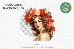 50s Christmas Floral Lady Clipart Retro Women PNG Pin Up Girl Art Image Watercolor Transparent Print illustration sublimation creepy printable digital watercolor floral christmas Lady, Retro Women clipart, xmas character house wife Girl art 