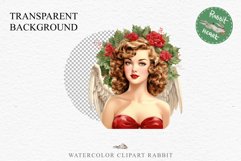 50s Christmas Floral Lady Clipart Retro Women PNG Pin Up Girl Art Image Watercolor Transparent Print illustration sublimation creepy printable digital watercolor floral christmas Lady, Retro Women clipart, xmas character house wife Girl art 