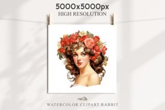 50s Christmas Floral Lady Clipart Retro Women PNG Pin Up Girl Art Image Watercolor Transparent Print illustration sublimation creepy printable digital watercolor floral christmas Lady, Retro Women clipart, xmas character house wife Girl art 